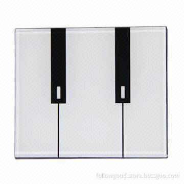 Z-wave 2-gang Smart Touch Panel for Smart Home System with Crystal Glass Piano Key Feature